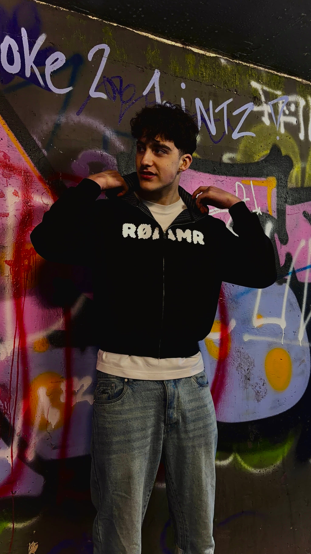 Tartan Plaid Black Box Fit Zip Up